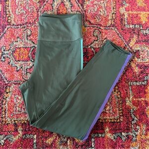 Green Leggings with Purple Stripe, Cycle House by Marika